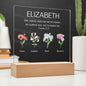 Custom Proverbs 31:28 LED Plaque With Children's Birth Flowers And Names