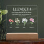 Custom Proverbs 31:28 LED Plaque With Children's Birth Flowers And Names