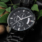 Men's Rugged Stainless Steel Black Watch For Dad Who Golfs