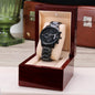 Men's Rugged Stainless Steel Black Watch For Dad Who Golfs