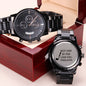 Men's Rugged Stainless Steel Black Watch For Dad Who Golfs