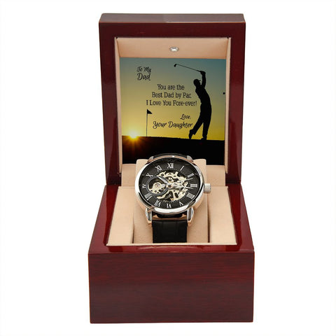 Men's Openwork Watch From Daughter For Dad Who Golfs On Message Card