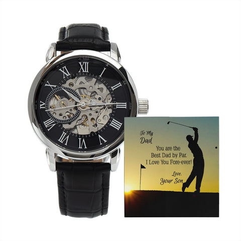 Men's Openwork Watch From Son For Dad Who Golfs On Message Card