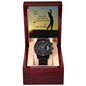 Men's Rugged Steel Watch For Dad Who Golfs From Daughter With Card