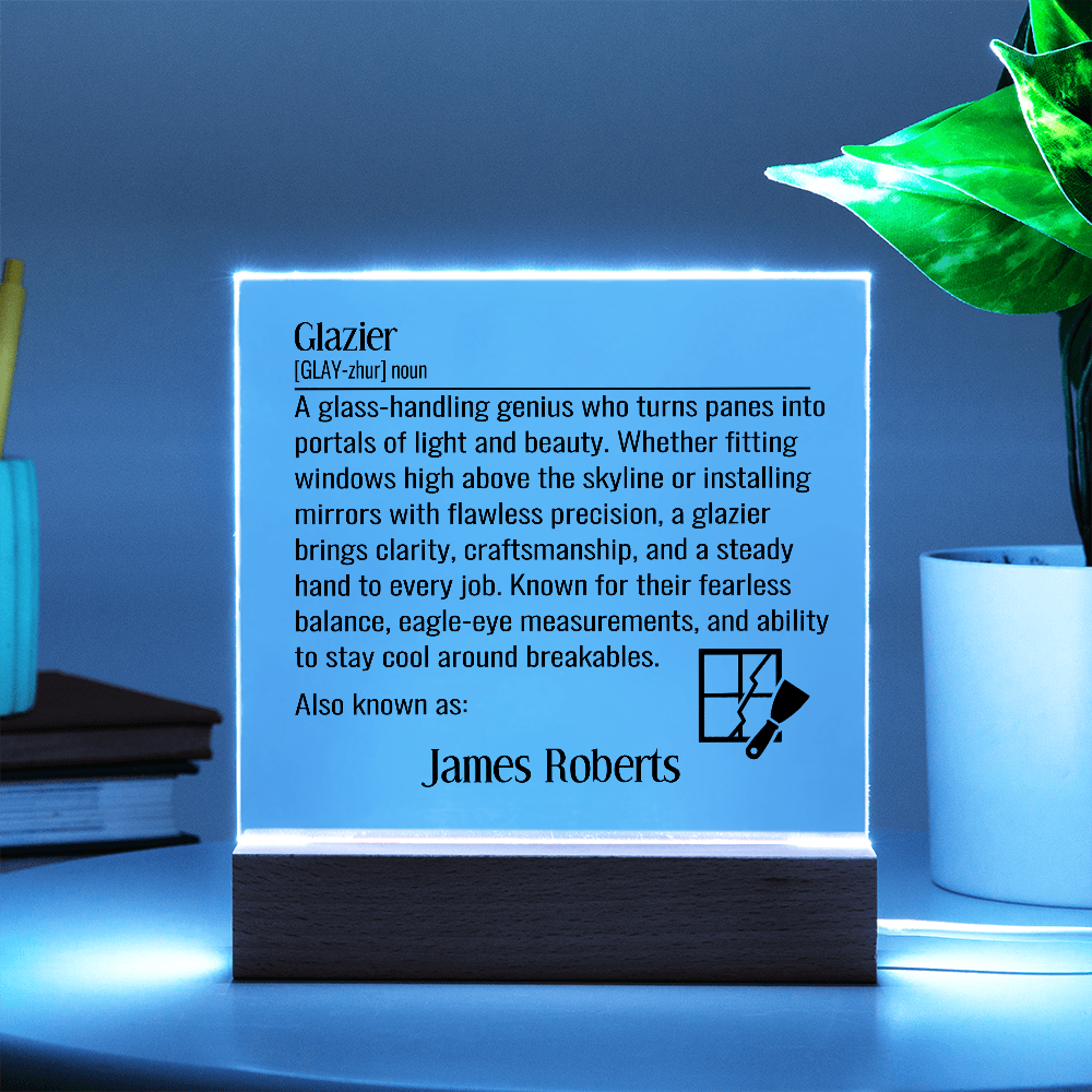 Personalized Glazier Definition Lighted Plaque With Color LED Lighting