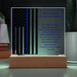 Personalized Policeman Appreciation Lighted Plaque With Color LED Lighting