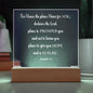 For I Know The Plans I Have For You Jeremiah 29:11 Plaque With Optional Color LED