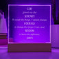 Engraved Serenity Prayer Plaque With Color Changing LED
