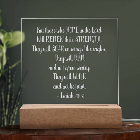 Engraved Plaque But Those Who Hope In The Lord Isaiah 40:31 With LED Lighting