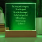 Engraved Plaque Joshua 1:9 Be Strong and Courageous, Color Changing LED