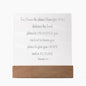 Engraved Plaque For I Know The Plans I Have For You Jeremiah 29:11 With LED Lighting