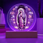 Clear Plaque Virgin Mary de Guadalupe With Optional Lighting