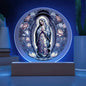 Clear Plaque Virgin Mary de Guadalupe With Optional Lighting