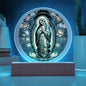 Clear Plaque Virgin Mary de Guadalupe With Optional Lighting