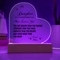 To My Daughter Encouragement Plaque Love Mom With Option Color LED Base