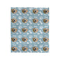 custom blanket with dog's photo and name with blue background