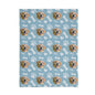 custom blanket with dog's photo and name with blue background
