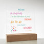 Personalized Plaque For Kids Go Confidently In The Direction Of Your Dreams, Color LED