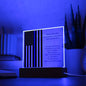 Personalized Retired Police Officer Gift Plaque With Blue LED Light