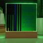 Personalized Retired Police Officer Gift Plaque With Green LED Light