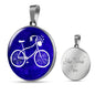 Blue Bicycle Pendant Necklace