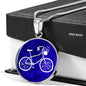 Blue Bicycle Pendant Necklace