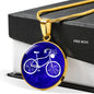 Blue Bicycle Pendant Necklace