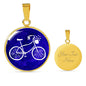 Blue Bicycle Pendant Necklace