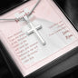 Personalized Cross Necklace for Daughter's First Communion From Mom On Message Card