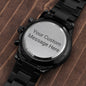 Rugged Stainless Steel Custom Engraved Black Watch For Men