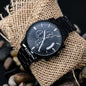 Rugged Stainless Steel Custom Engraved Black Watch For Men