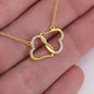 Solid Yellow Gold Hearts Necklace Accented With Diamonds On Soulmate Message Card