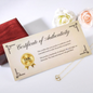 Solid Yellow Gold Hearts Necklace Accented With Diamonds On Soulmate Message Card