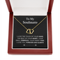 Solid Yellow Gold Hearts Necklace Accented With Diamonds On Soulmate Message Card