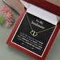 Solid Yellow Gold Hearts Necklace Accented With Diamonds On Soulmate Message Card