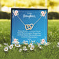To Our Daughter Joined Hearts Necklace Mom and Dad Message Card Stronger Than You Think