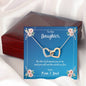 Daughter Be Who God Meant You To Be Love Mom and Dad Hearts Necklace On Message Card