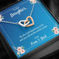 Daughter Be Who God Meant You To Be Love Mom and Dad Hearts Necklace On Message Card