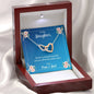 Daughter Be Who God Meant You To Be Love Mom and Dad Hearts Necklace On Message Card