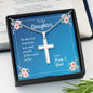 Daughter Be Who God Meant You To Be Cross Necklace Love Mom and Dad Message Card