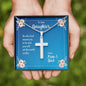 Daughter Be Who God Meant You To Be Cross Necklace Love Mom and Dad Message Card