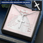 Personalized Cross Necklace For Daughter's First Communion From Dad On Message Card
