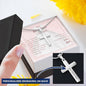 Personalized Cross Necklace For Daughter's First Communion From Dad On Message Card