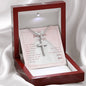 Personalized Cross Necklace For Daughter's First Communion From Dad On Message Card