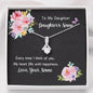 Personalized card necklace to daughter with cz pendant