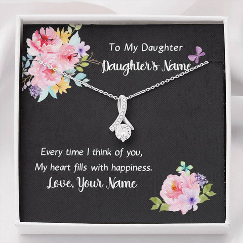 Personalized card necklace to daughter with cz pendant