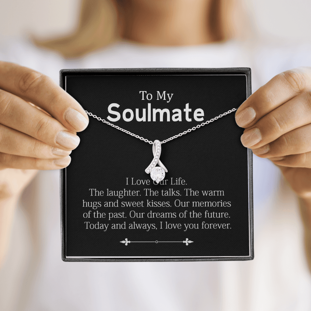 Pendant Necklace Message Card To Soulmate I Love Our Life I Love