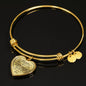 Full view of 18K gold plated To My Daughter Always Remember Dad Loves You heart shape stackable bracelet on black background