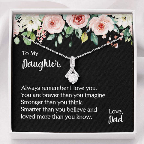 Message Card Pendant Necklace To My Daughter From Dad You Are Braver Than You Imagine