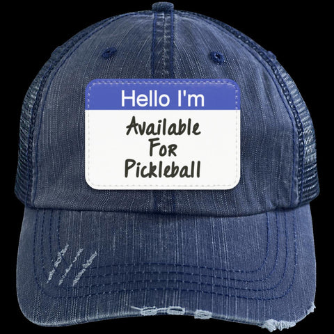 Trucker Hat With Patch Hello I'm Available For Pickleball